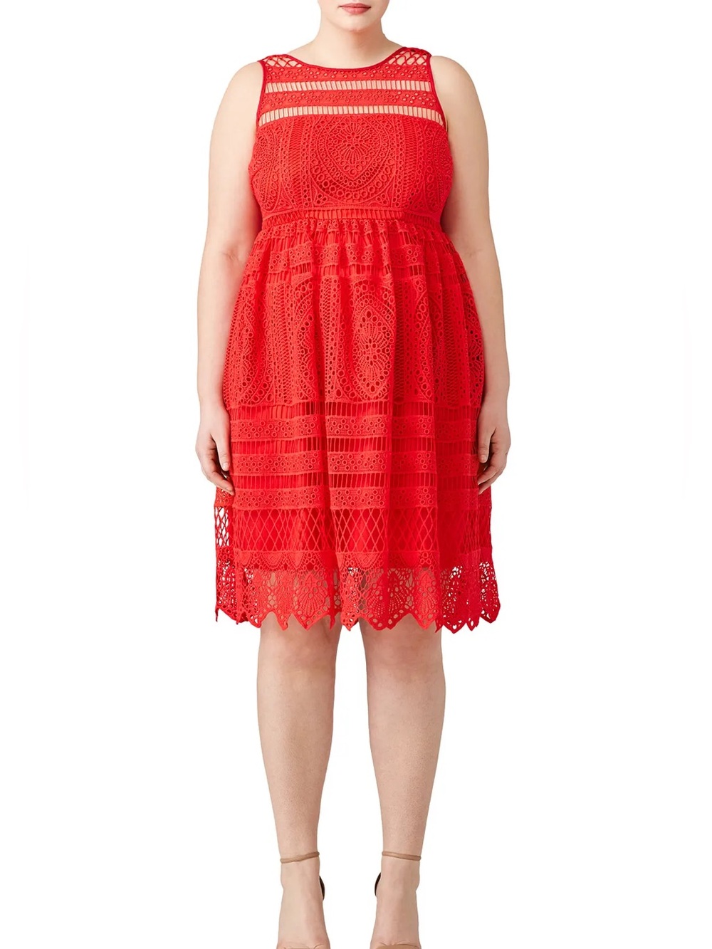Women’s Red Lace Fit-and-Flare Dress